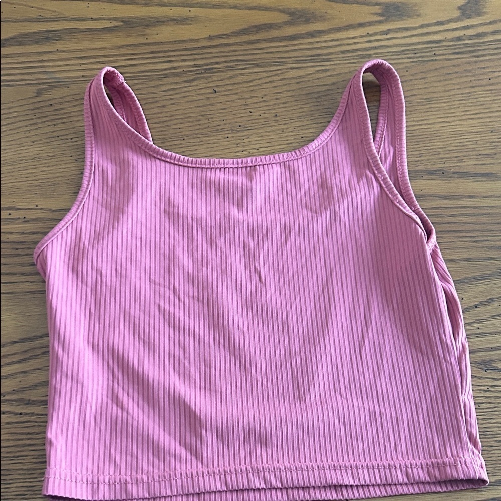 SHEIN Pink Ribbed Crop Top - Picture 2 of 3
